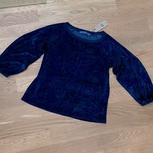 MICHAEL STARS Passport Vali Velvet 3/4 Balloon Sleeve Top NWT XS